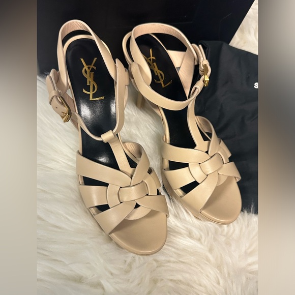 Saint Lauren- TRIBUTE PLATFORM SANDALS IN SMOOTH LEATHER - Picture 2 of 7